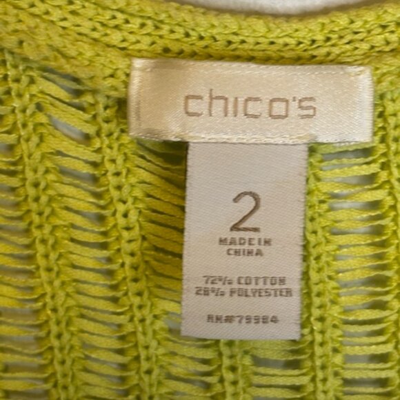 Chico's Sweater Women's Size Large Open front Knit 3/4 sleeves Green Chicos 2 - Picture 3 of 3